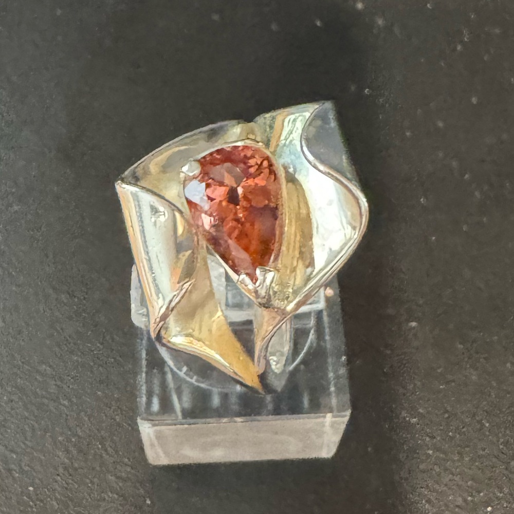 NWT Designer Peach Tourmaline Sterling Ring Size 8 - Picture 4 of 5